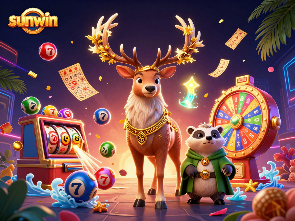 Experience the excitement of sunwin as the Celtic druid stag and badger challenge luck with colorful slot elements and prizes.