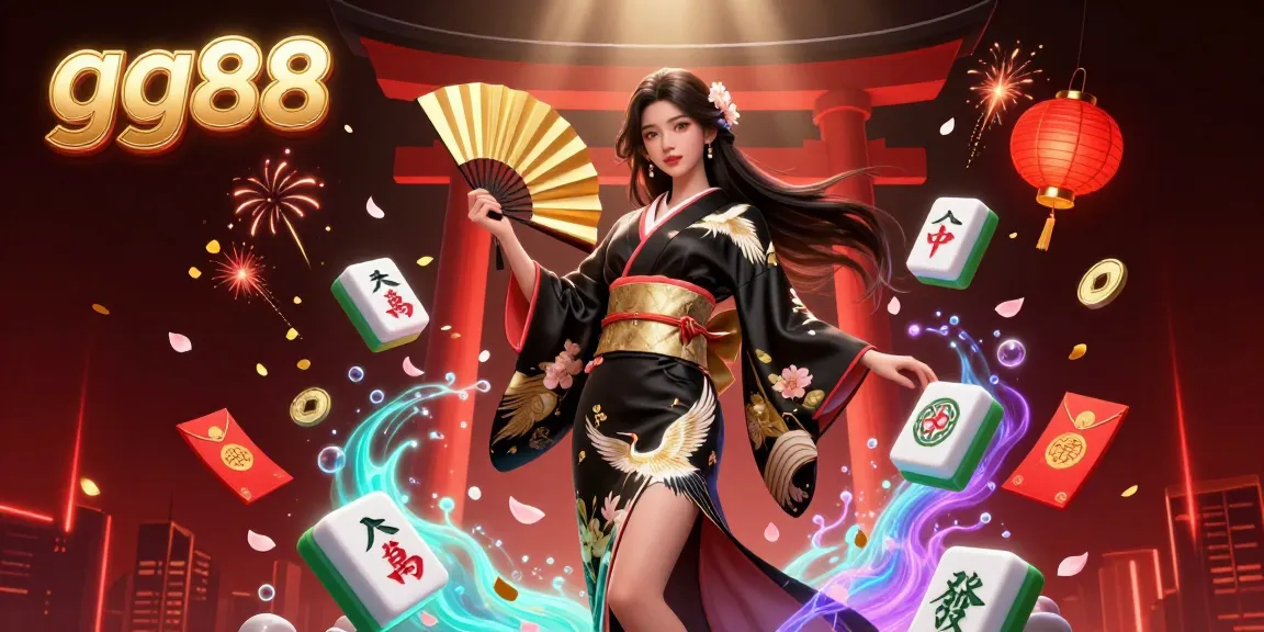 Experience thrilling gaming action at gg88 with a vibrant 3D casino illustration featuring a graceful Asian woman in a traditional kimono.