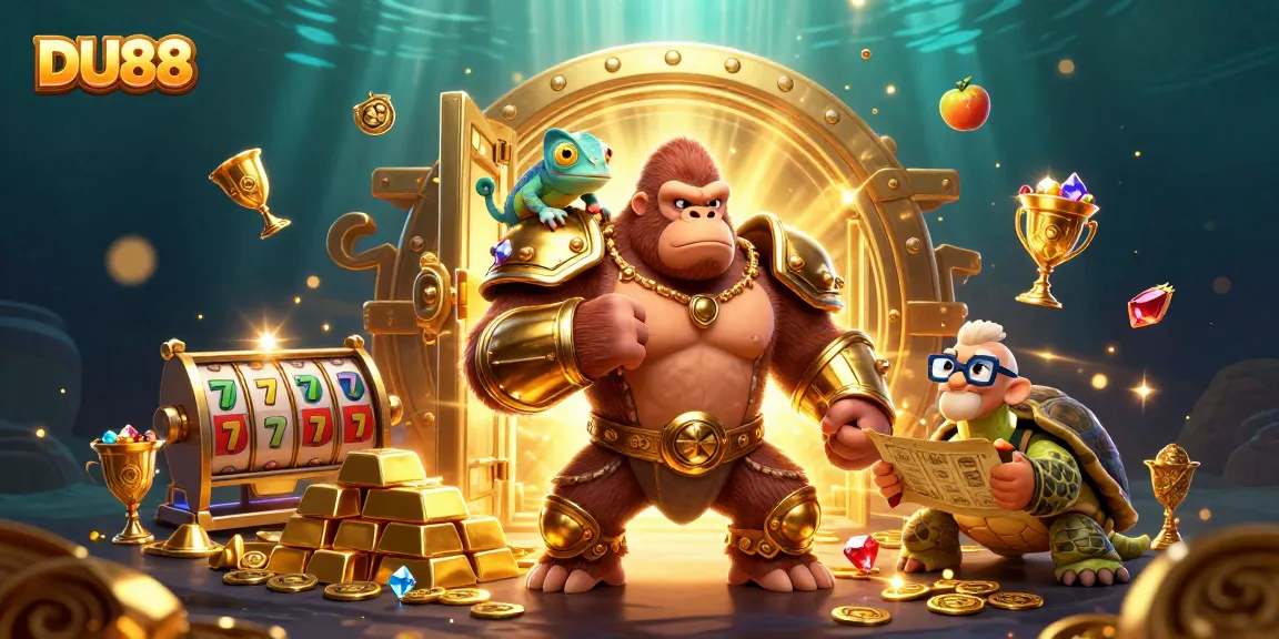 Win big with DU88 in this thrilling gambling adventure featuring a powerful gorilla and vibrant casino elements.