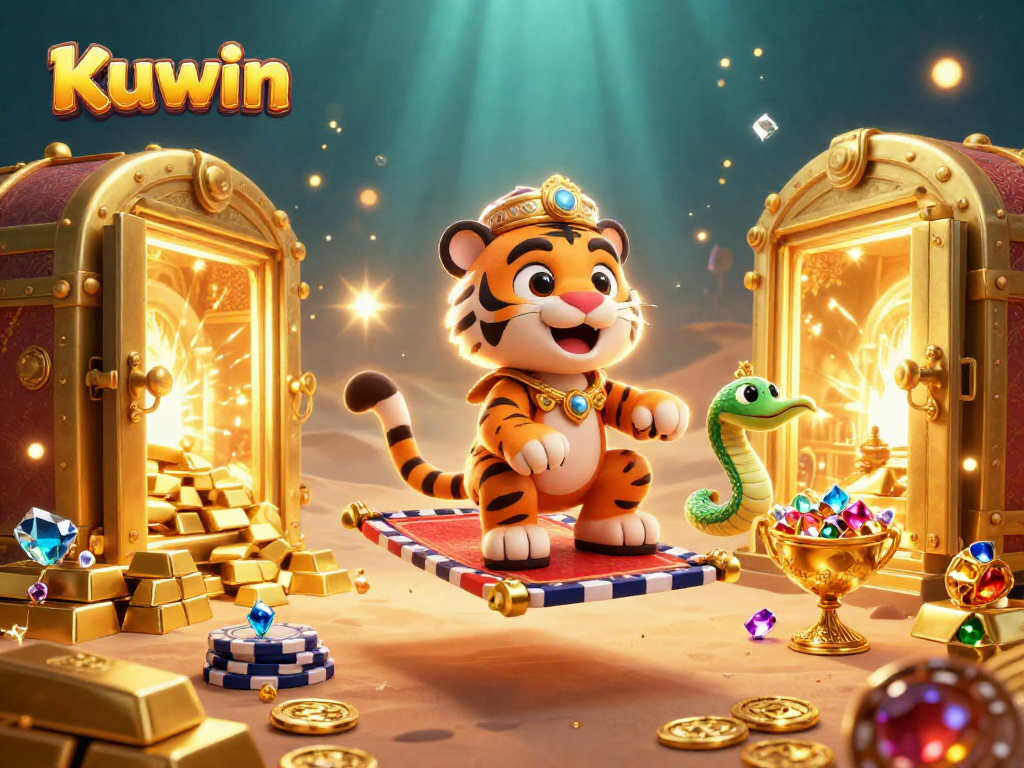 Kuwin offers an exciting online gambling experience with vibrant casino elements and dynamic characters.