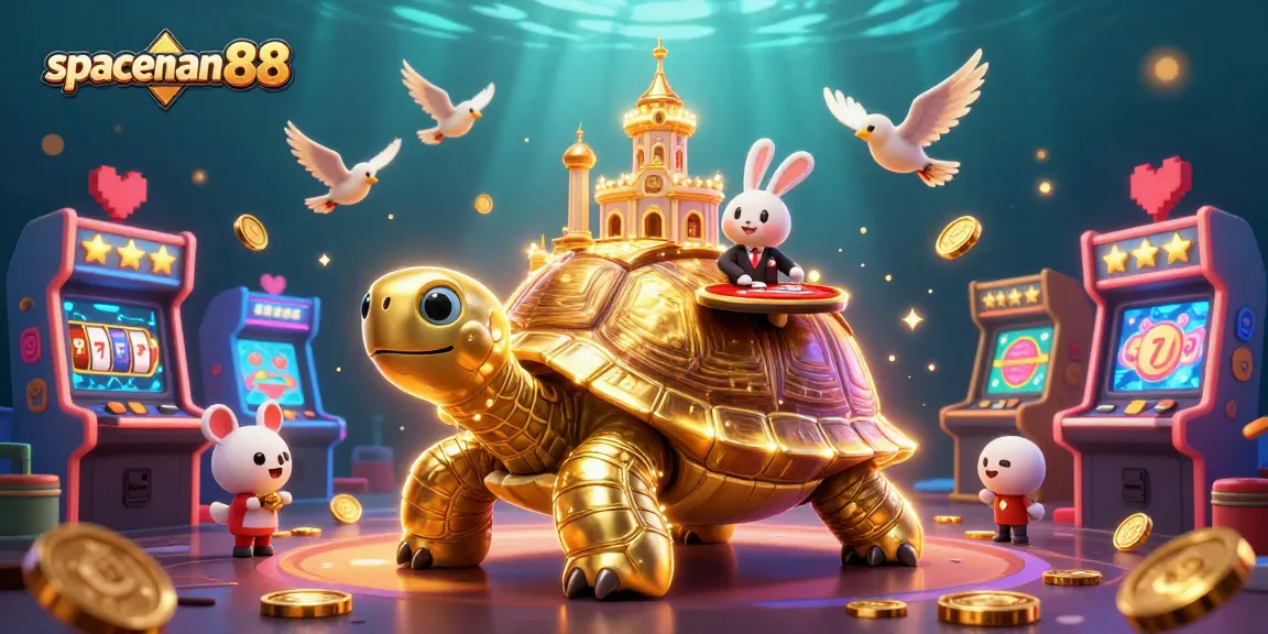 Spin to win at spaceman88 with colorful casino elements and 3D characters in a vibrant scene.