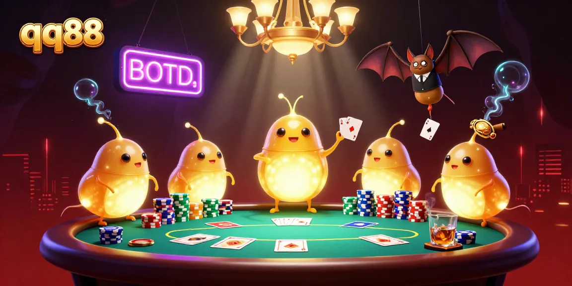 Engage in thrilling gameplay at qq88 with vibrant casino elements and a dynamic glowworm scene.