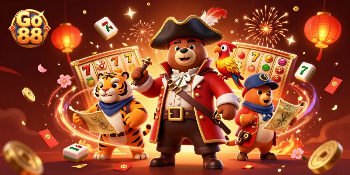 Experience thrilling slots with Go 88, featuring vibrant characters and dynamic casino elements.