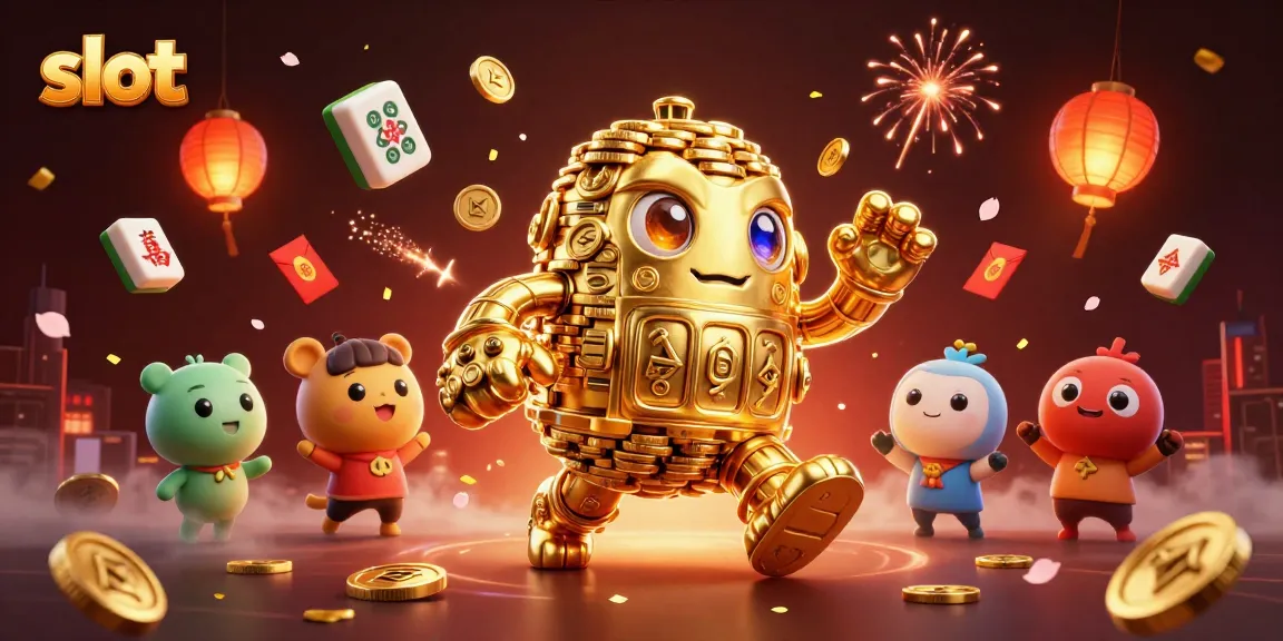 Spin slots in an exciting atmosphere filled with gold coins, dynamic symbols, and festive decorations.