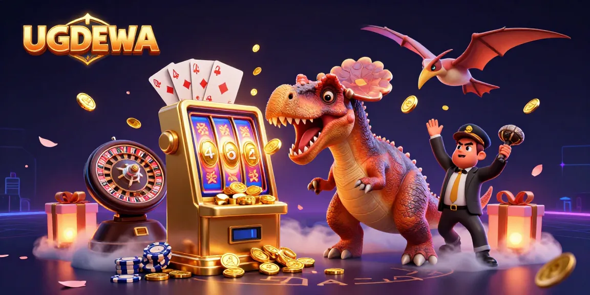 UGDEWA showcases a pachycephalosaurus hitting a jackpot, capturing the thrill of online slots gameplay.