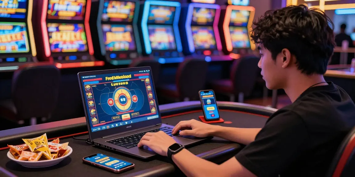 Thai player engaging with Fun88Thailand live casino games in a vibrant gaming setup.