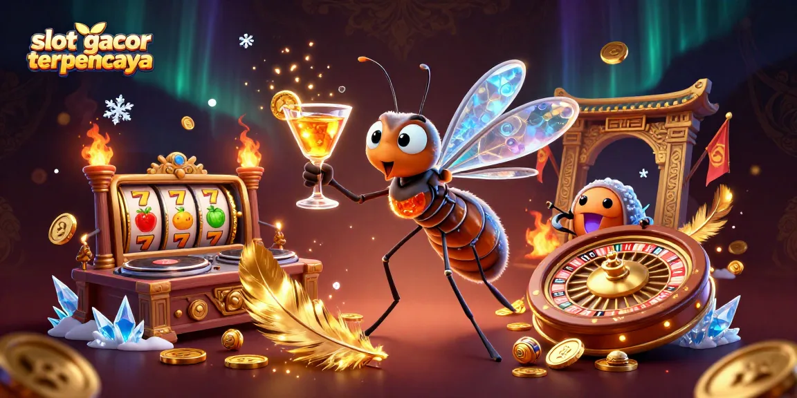 Slot gacor terpercaya dengan ilustrasi 3D karakter kasino dan elemen permainan menggoda dunia perjudian.