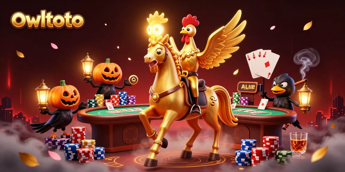 Experience thrilling gameplay at owltoto casino within a magical setting, featuring unique characters and vibrant casino elements.