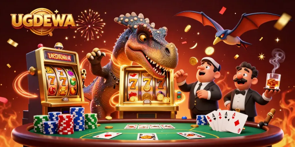 Watch UGDEWA's pachycephalosaurus win a jackpot at a dynamic casino scene.
