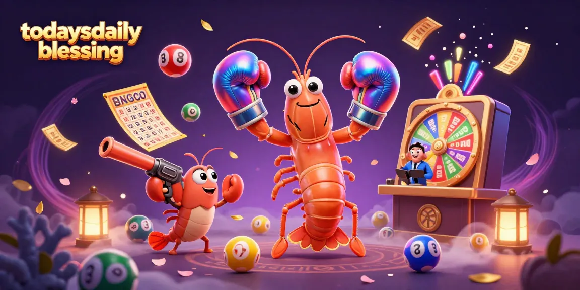 Experience thrilling wins at todaysdailyblessing, featuring vibrant casino elements like lottery balls and a dynamic prize wheel.