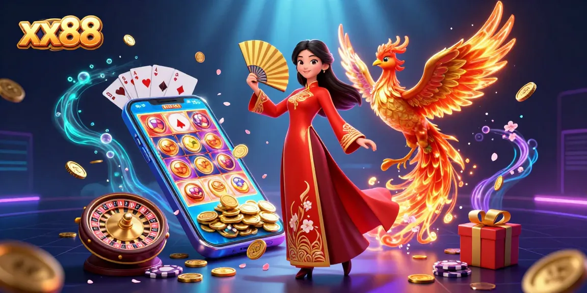 Experience the allure of xx88 with this vibrant casino scene showcasing golden coins and traditional elements.