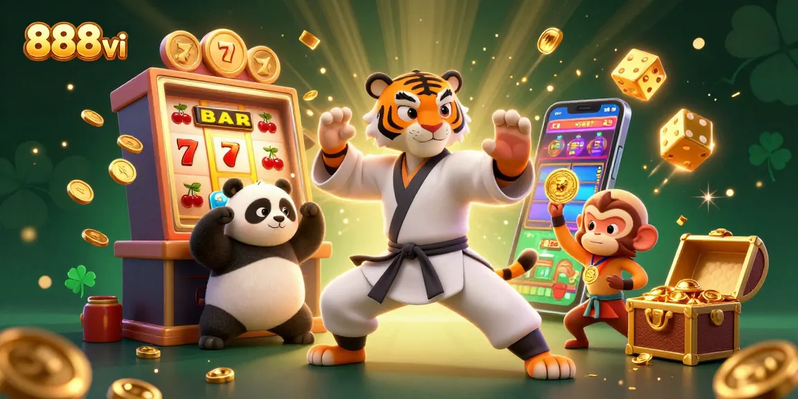 Experience thrilling wins with 888vi's vibrant 3D casino scene, showcasing excitement and game diversity.