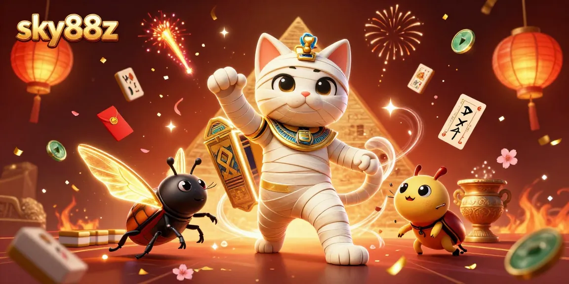 Spin the reels with sky88z, showcasing a vibrant Egyptian-themed casino adventure.