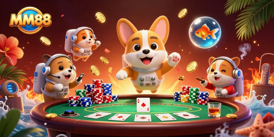 Engage with MM88 as the astronaut corgi and friends navigate a vibrant space casino.