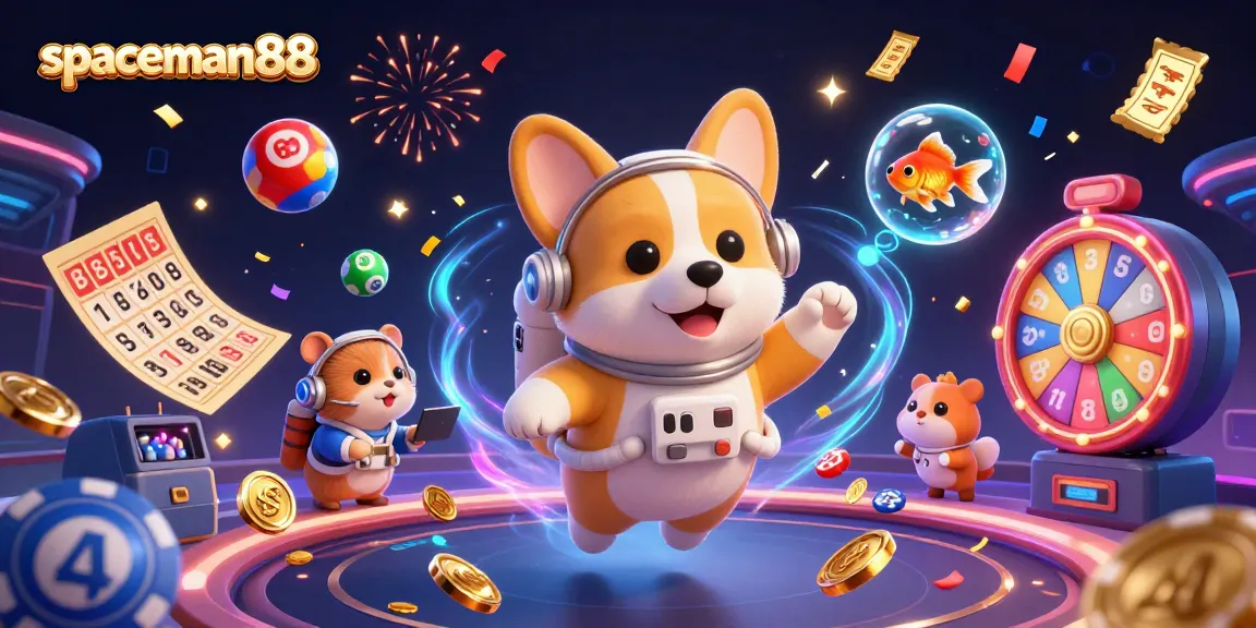 Win big with spaceman88 in a vibrant space-themed casino scene full of gaming excitement.