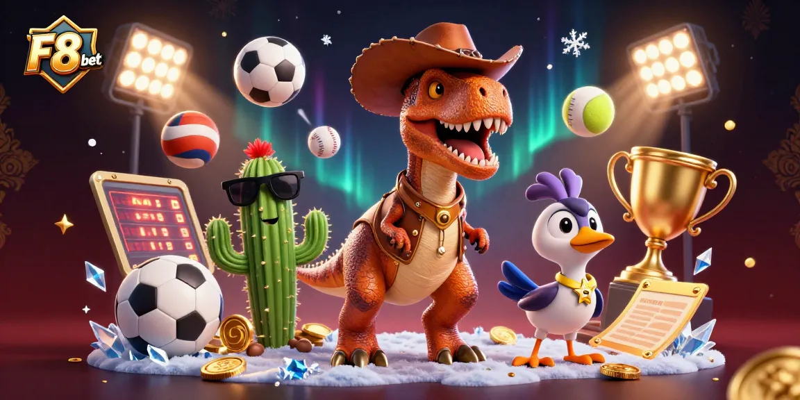 Experience thrilling gaming with F8bet's dynamic casino adventures in an action-packed illustration.