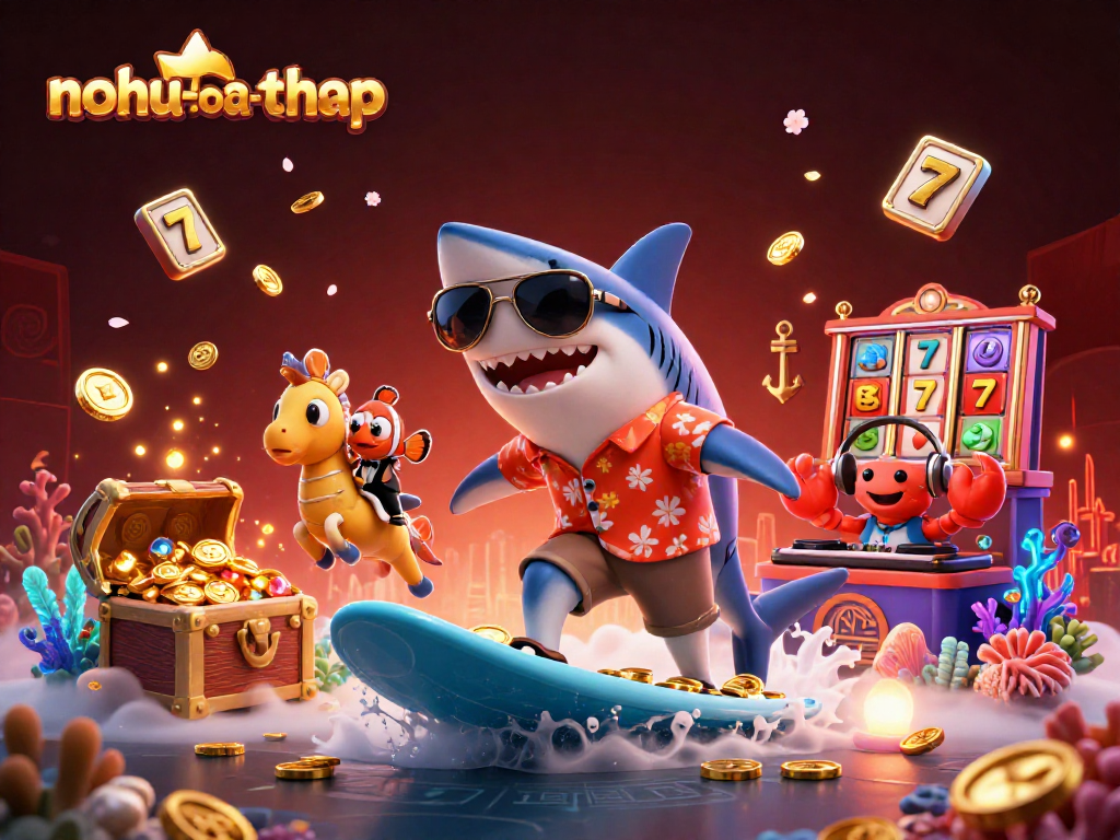 Engage in thrilling gameplay with nohu-toa-thap amidst vibrant gold coins and dynamic characters.