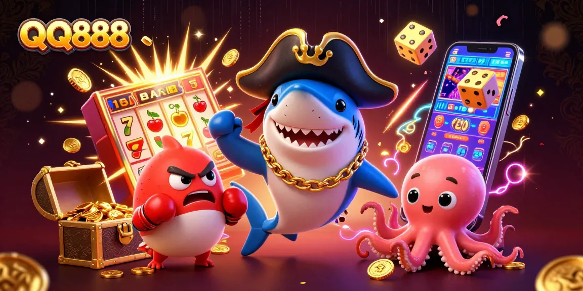 Experience the thrill of QQ888 with our vibrant pirate-themed casino illustration, showcasing excitement and winning!