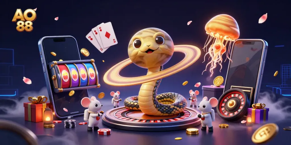 Experience the vibrant world of AO 88 with thrilling cosmic gaming elements, illustrating a dynamic casino experience.