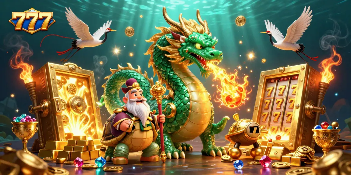Experience 777 thrills with a jade dragon and lucky symbols in this vibrant casino scene.