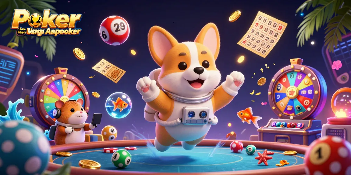 Engage with Poker Online Uang Asli Nagapoker in this vibrant 3D casino scene with playful characters and game elements.