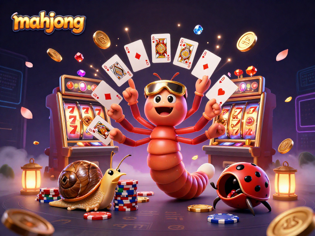 Engage in thrilling mahjong slot action with dynamic animated casino characters and vibrant elements.