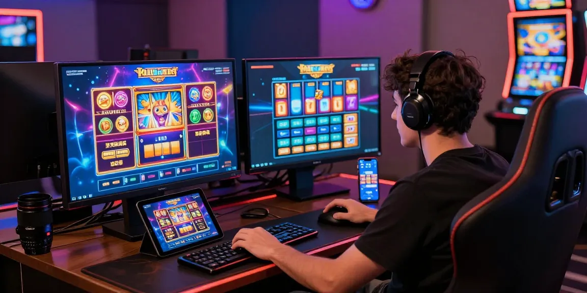 Permainan slot 2026 dengan pengguna menikmati pengalaman bermain di perangkat modern dan grafis berwarna-warni.