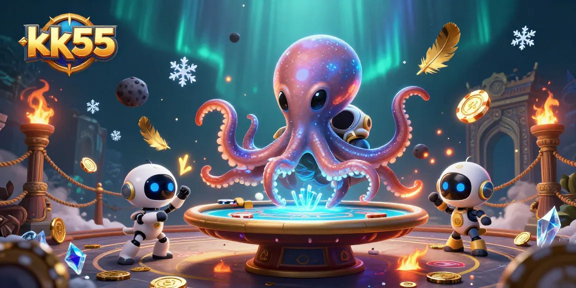 Experience thrilling gameplay at kk55 with a vibrant 3D casino scene showcasing alien poker dynamics.