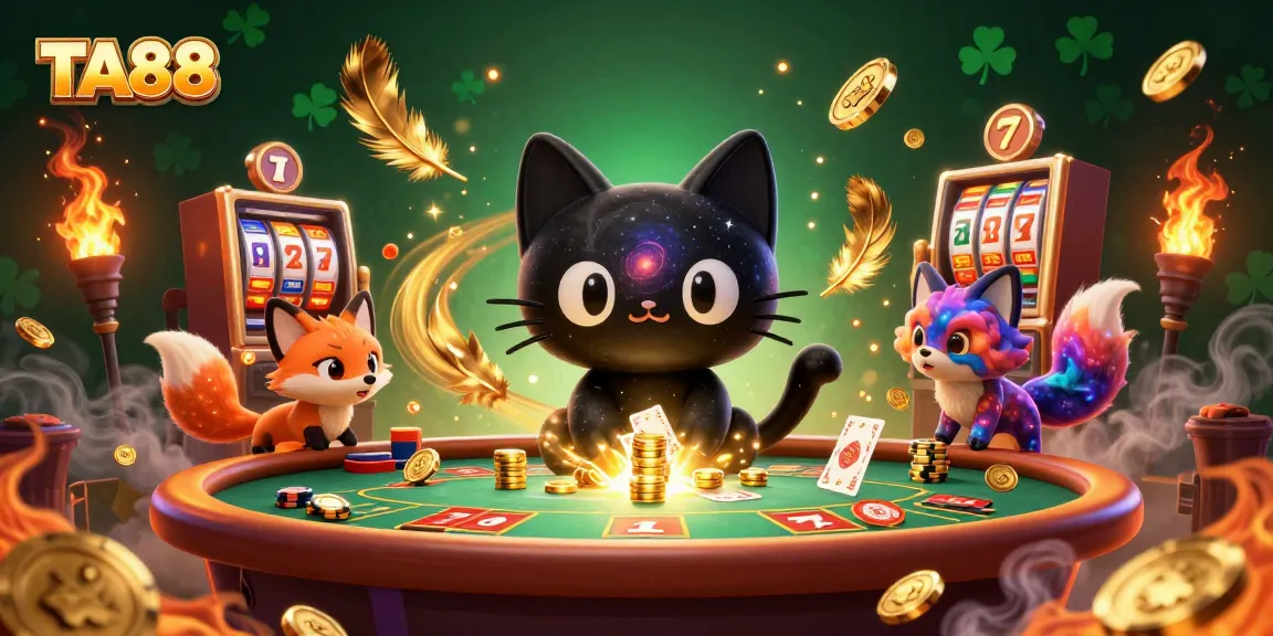 Engage in excitement at TA88's cosmic casino with a black hole cat and nebula fox!