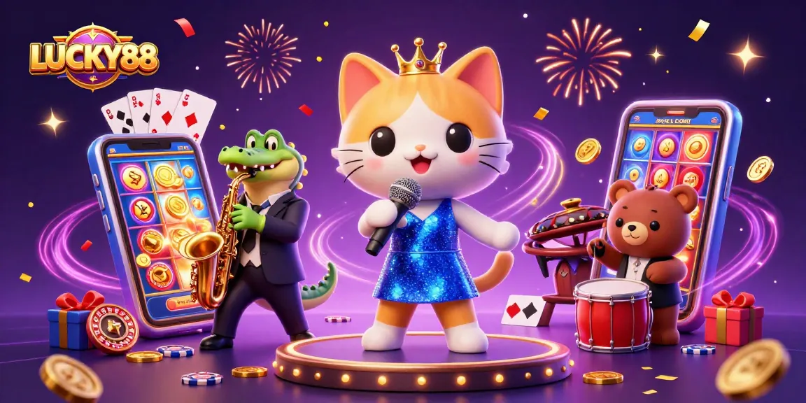 LUCKY88 engages players in a vibrant casino atmosphere with exciting games and colorful characters.