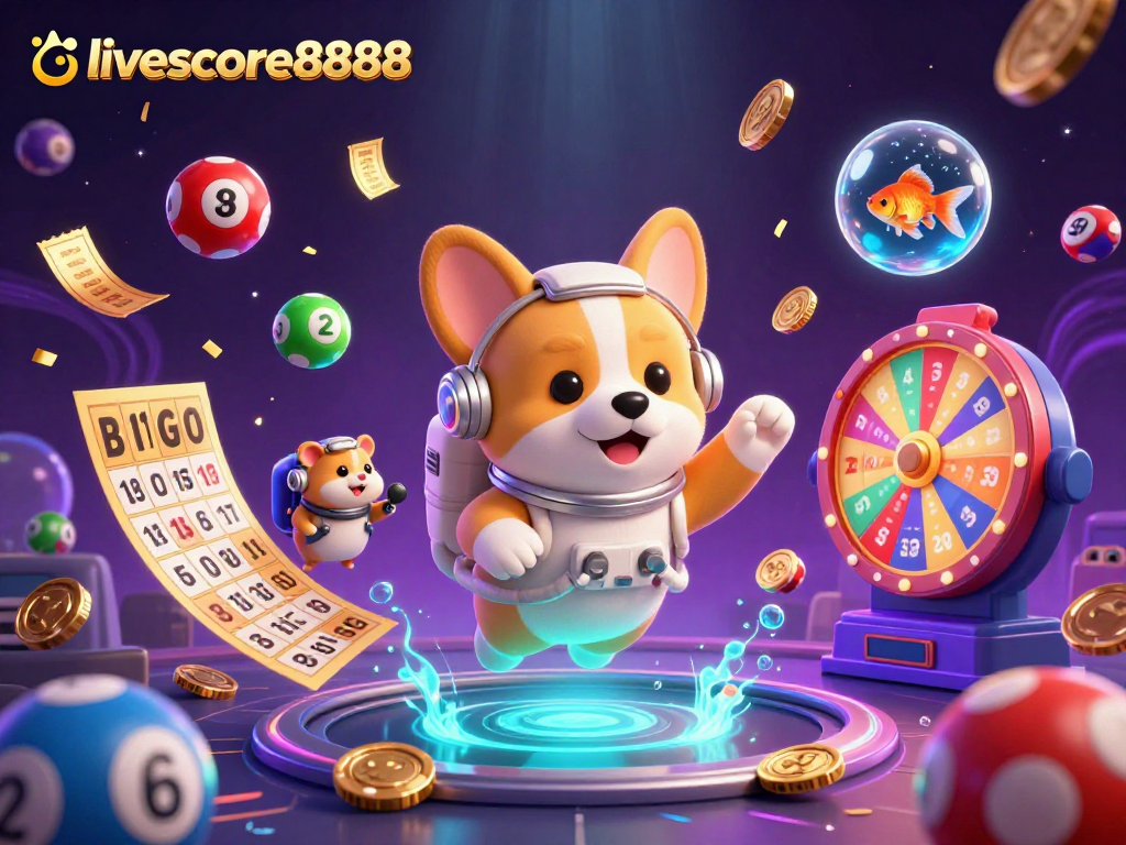 Experience thrilling gaming with livescore8888: a vibrant scene of animated gambling elements and characters.