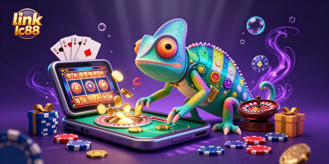 Engage with link lc88's vibrant casino scene featuring a chameleon owner and exciting game elements.