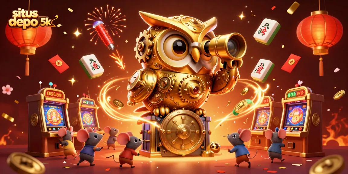 Engage with situs depo 5k in this vibrant 3D casino illustration showcasing whimsical characters and elements.