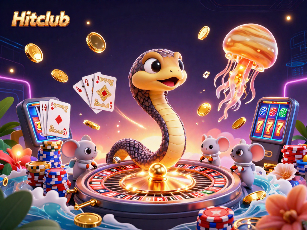Experience thrilling gameplay at Hitclub with 3D slot machines, roulette, and a cosmic gaming atmosphere.
