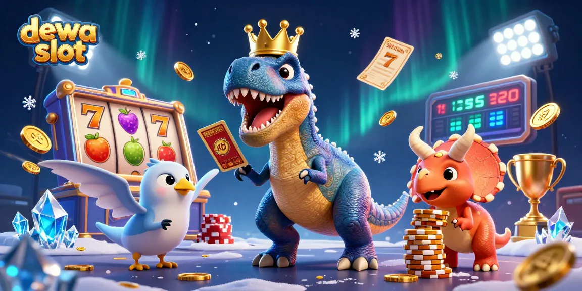 Engage in thrilling gameplay with Dewa Slot featuring dynamic illustrations of slots and casino elements.