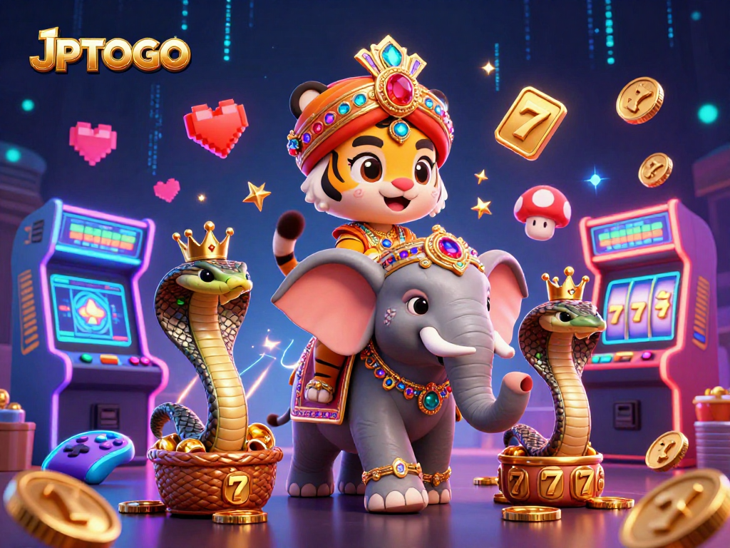 Experience the thrill of JPTOTO with a vibrant 3D casino illustration filled with gaming excitement.