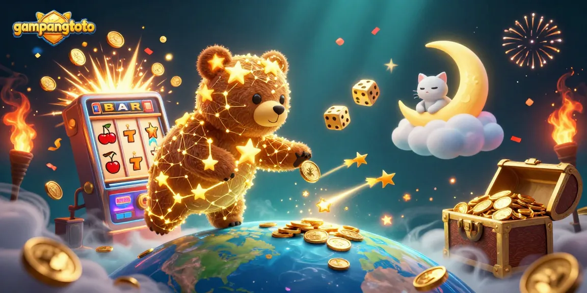 Menang dengan gampangtoto saat bermain slot, ditemani bintang emas dari langit.