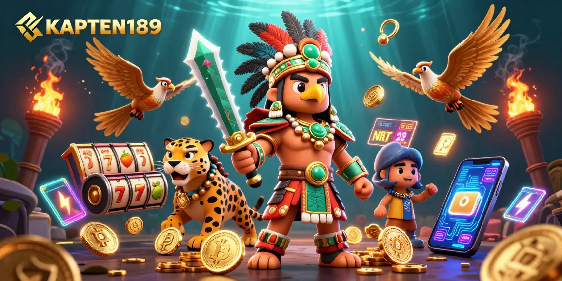 KAPTEN189 menghadirkan pengalaman bermain slot dengan karakter pahlawan Aztec dan simbol keberuntungan.