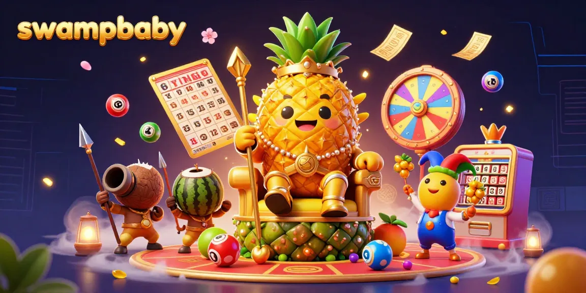 Play the swampbaby casino game with vibrant elements in a 3D dynamic scene.