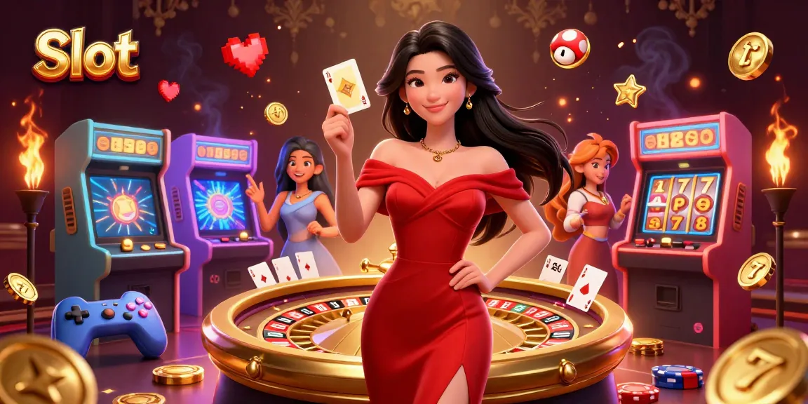 Experience thrilling Slot adventures with a confident gambler holding cards amid vibrant casino elements.