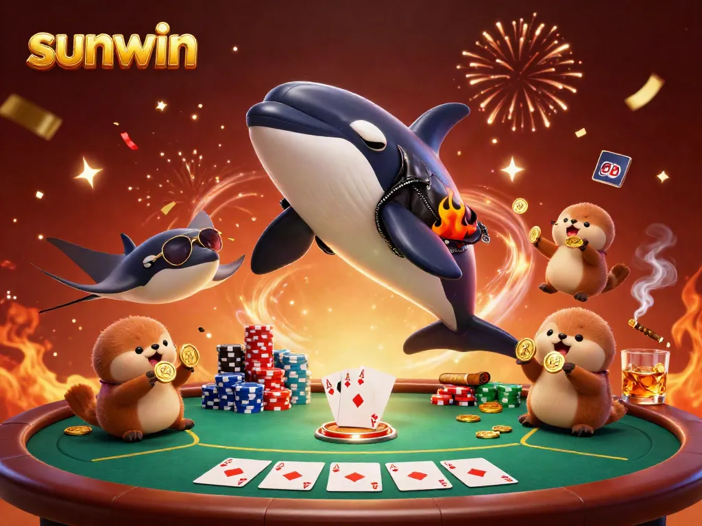 Experience thrilling gameplay with sunwin, where playful sea creatures celebrate amidst poker excitement and vibrant energy.