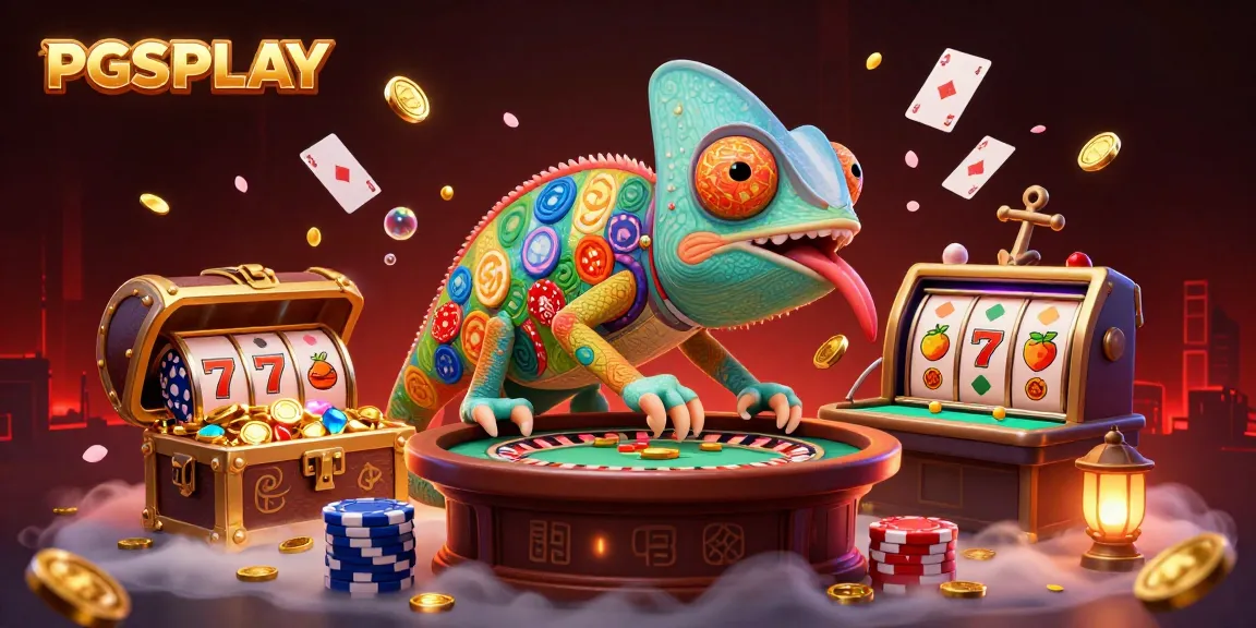 Experience thrilling wins with PGSPLAY in this vibrant casino scene featuring slots and golden coins.