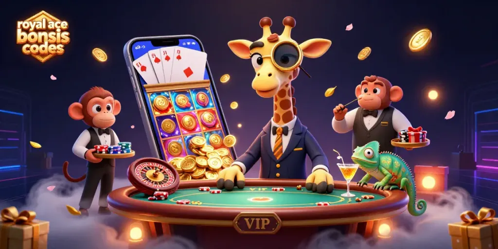 Engage with royal ace bonus codes through a vibrant scene of a high-roller casino adventure.