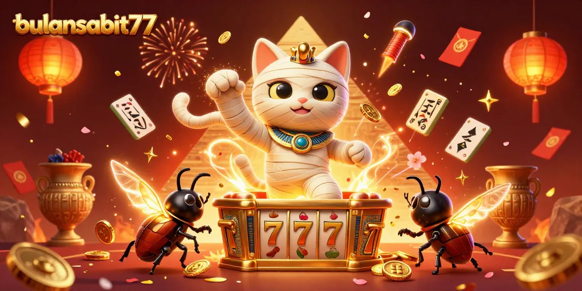 Experience the excitement of bulansabit77 with dynamic slot reels and festive casino elements.
