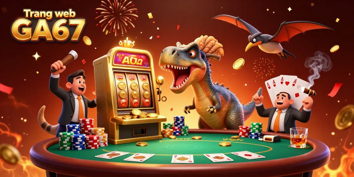 Experience thrilling action at Trang web GA67 with a dinosaur hitting a jackpot and coins flying!