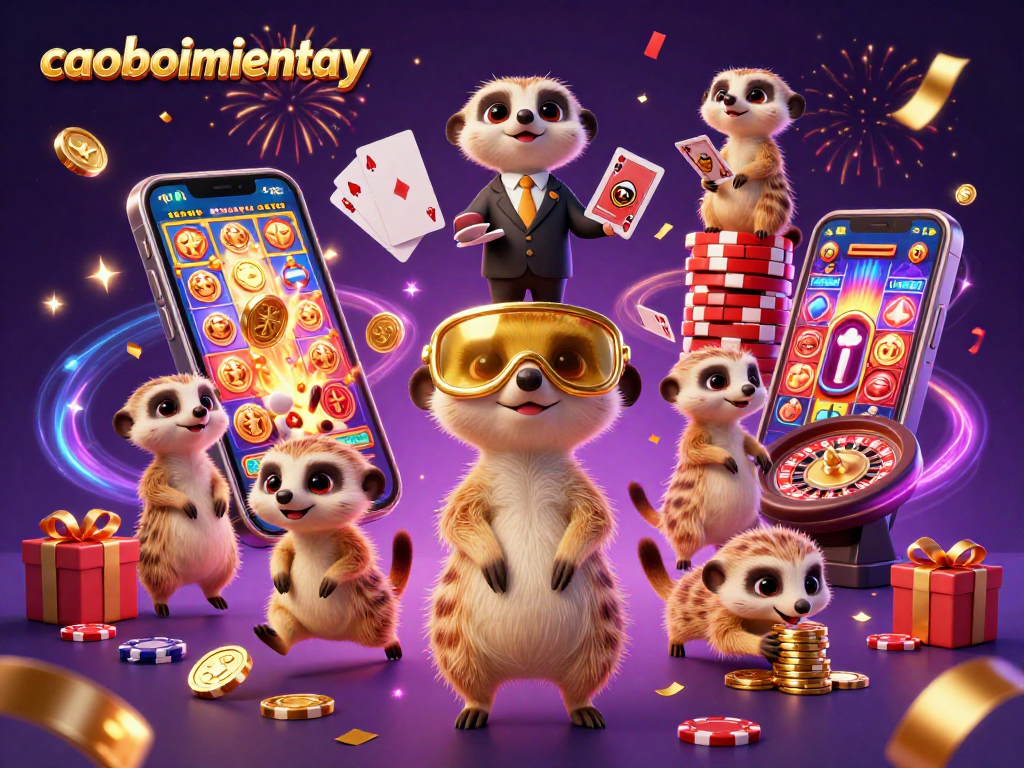 Experience the thrilling caoboimientay action in a lively casino scene with meerkats managing gameplay.