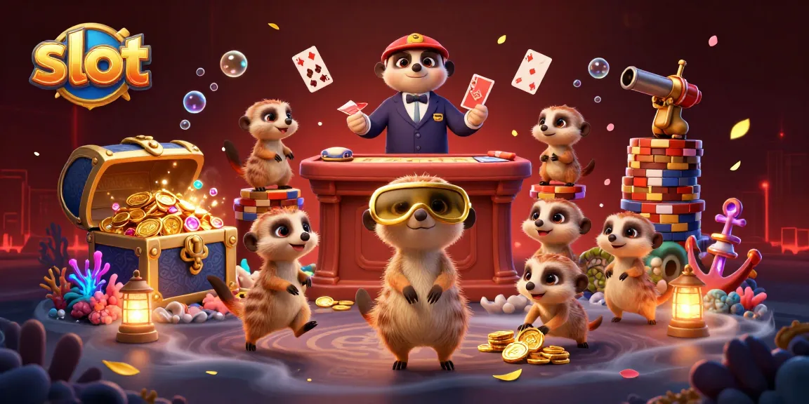 Slot menyajikan sekumpulan meerkat yang menjalankan operasi kasino dengan gemerlap harta di sekitarnya.