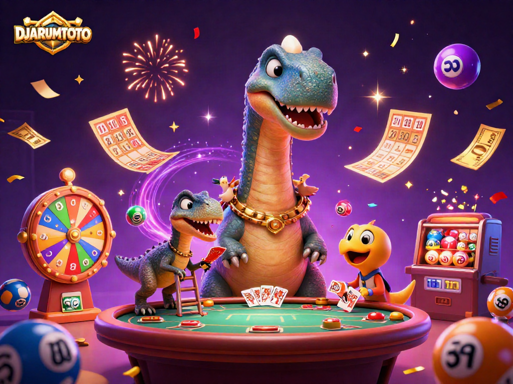 Experience thrilling gameplay at DJARUMTOTO with our vibrant casino illustration showcasing fun lottery elements.