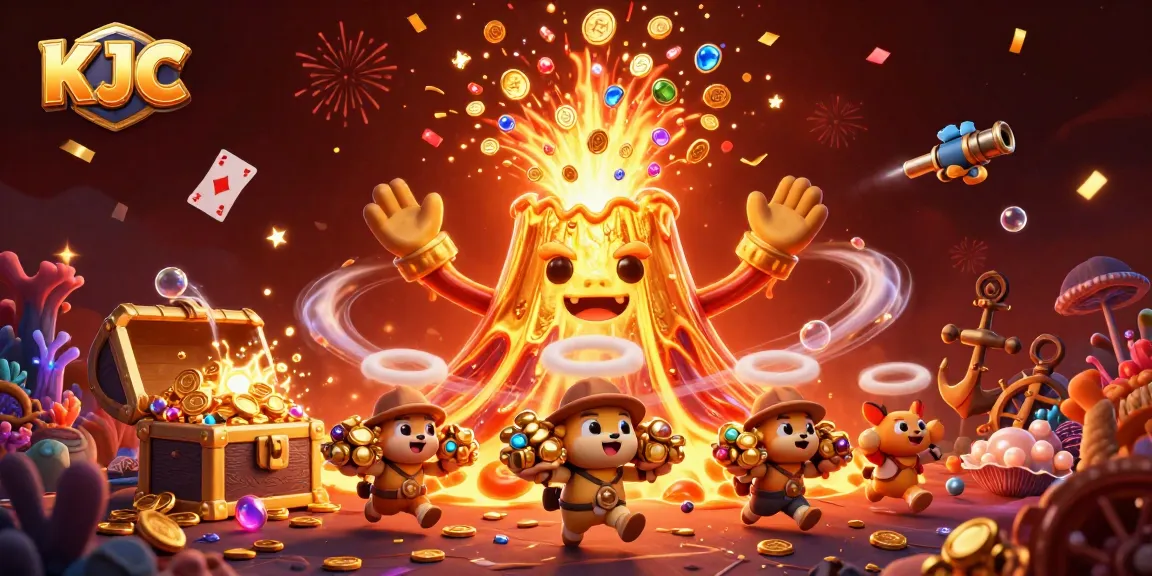 KJC evokes excitement in a vibrant casino scene filled with treasures and adventure.