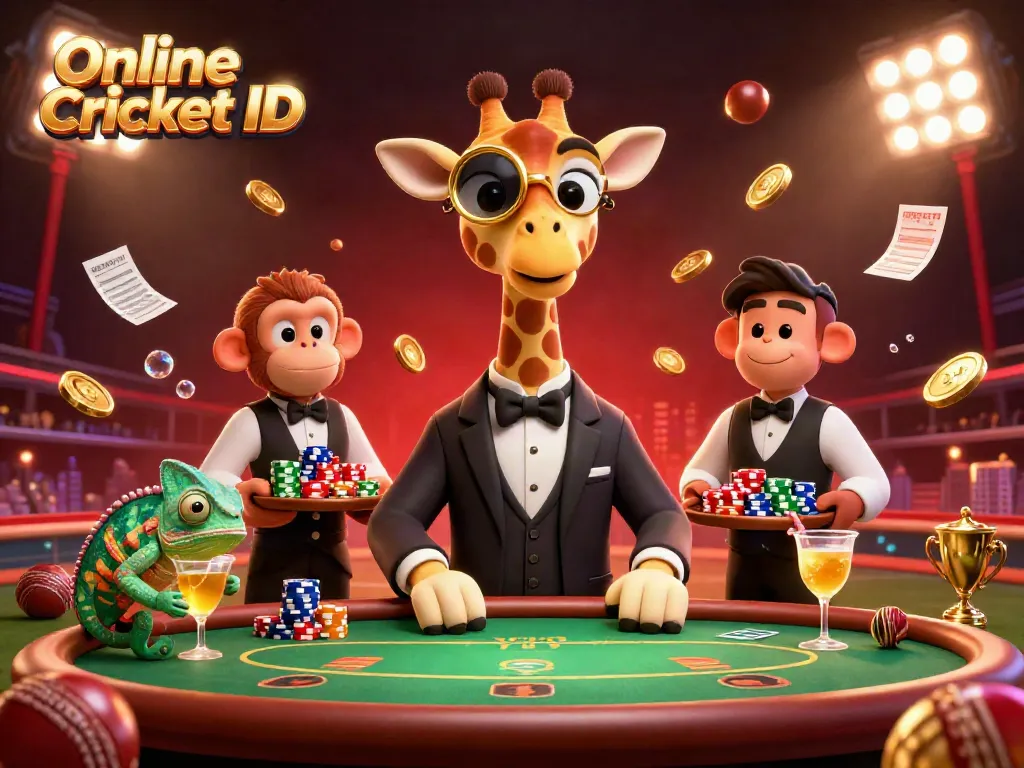 Experience seamless betting on Online Cricket ID with a vibrant 3D scene of characters enjoying cricket-themed gambling.
